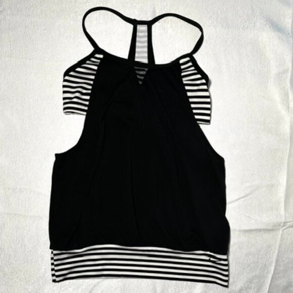 Nike Other - Nike Black and White Striped Layered Tankini Bathing Suit Top